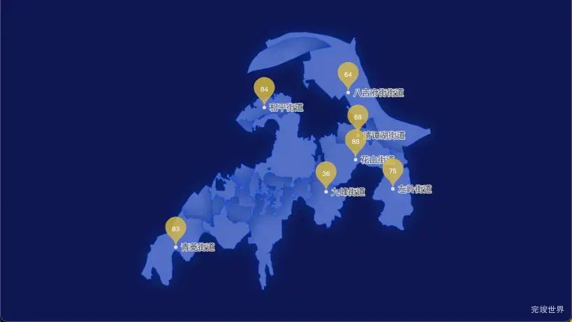 echarts 武汉市洪山区geoJson地图水滴状气泡图